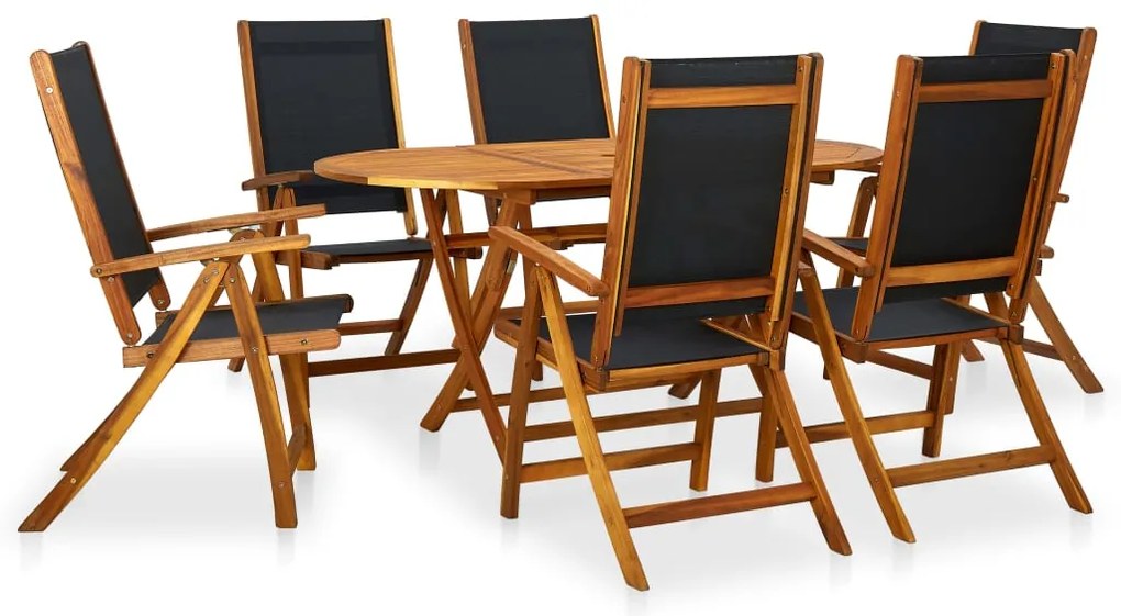 7 pcs conjunto de jantar exterior madeira acácia maciça