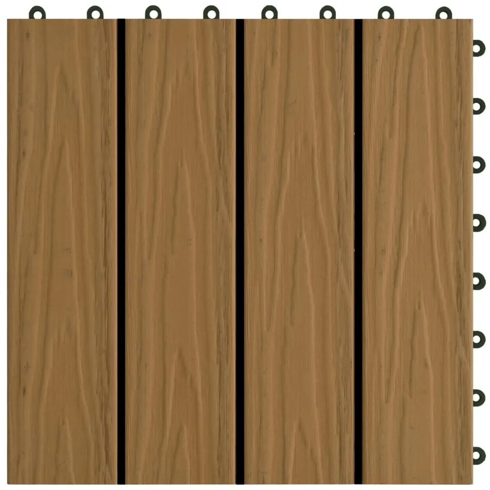 Ladrilho pavimento relevo profundo 11 pcs WPC 1m² cor de teca