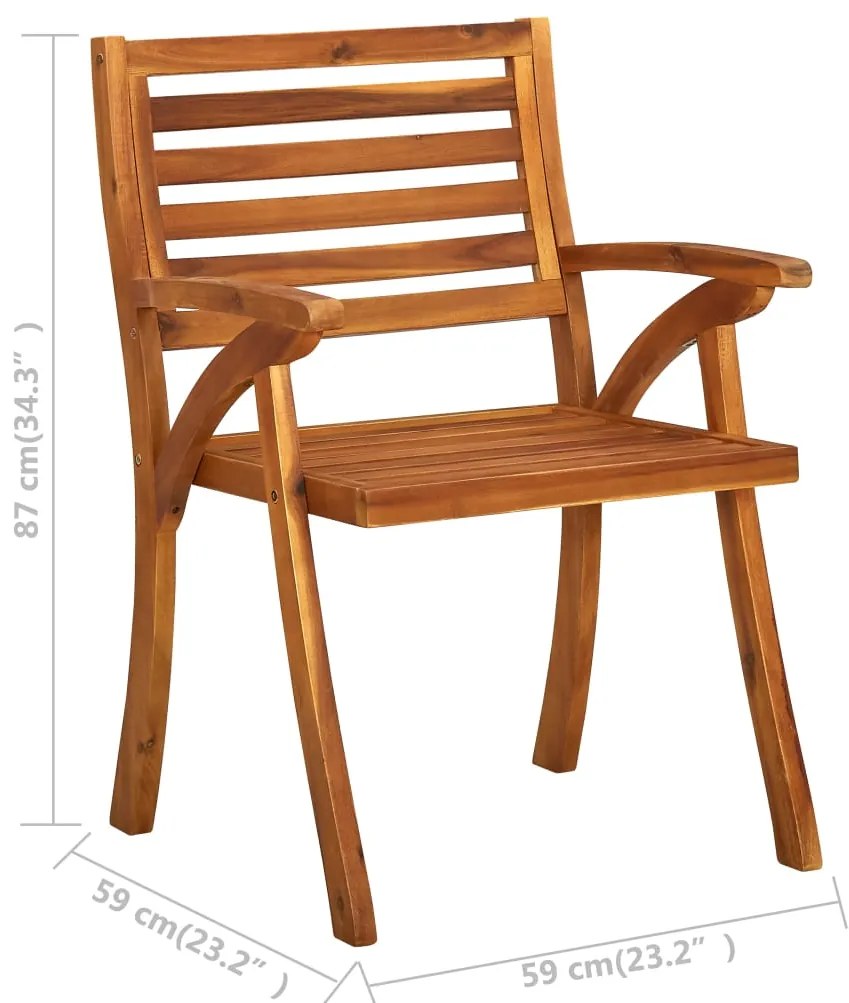 Cadeiras de jantar jardim c/ almofadões 3 pcs acácia maciça