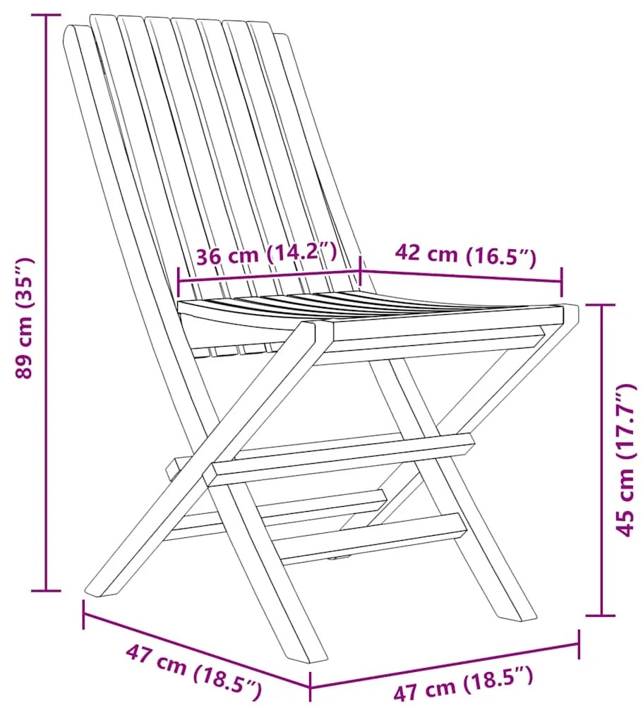 Cadeiras de jardim dobráveis 4 pcs 47x47x89 cm teca maciça