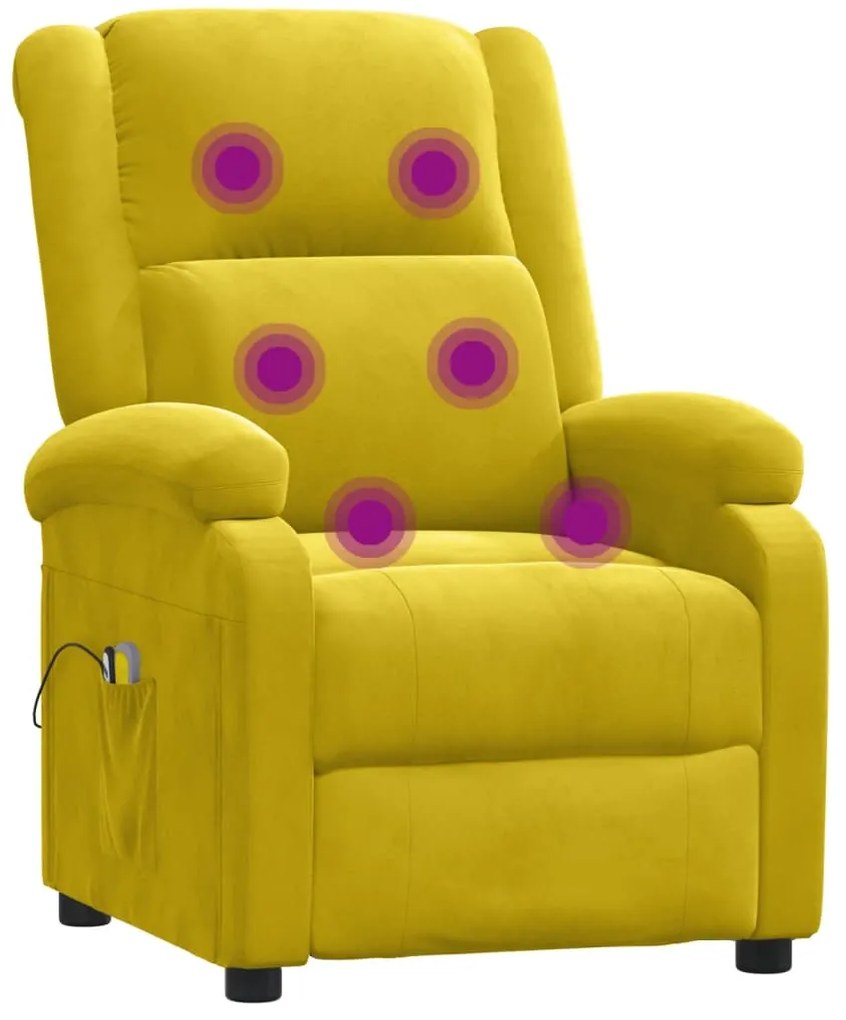 Poltrona de massagens elétrica veludo amarelo