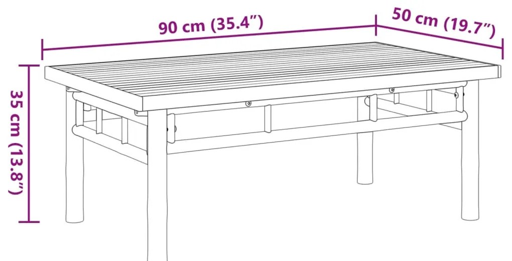 Mesa de centro 90x50x35 cm bambu
