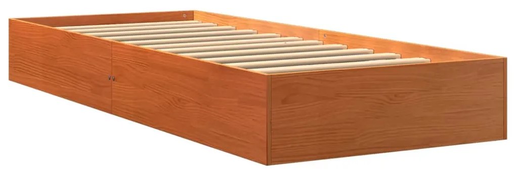 Cama sem colchão 75x190 cm madeira de pinho maciça castanho-mel