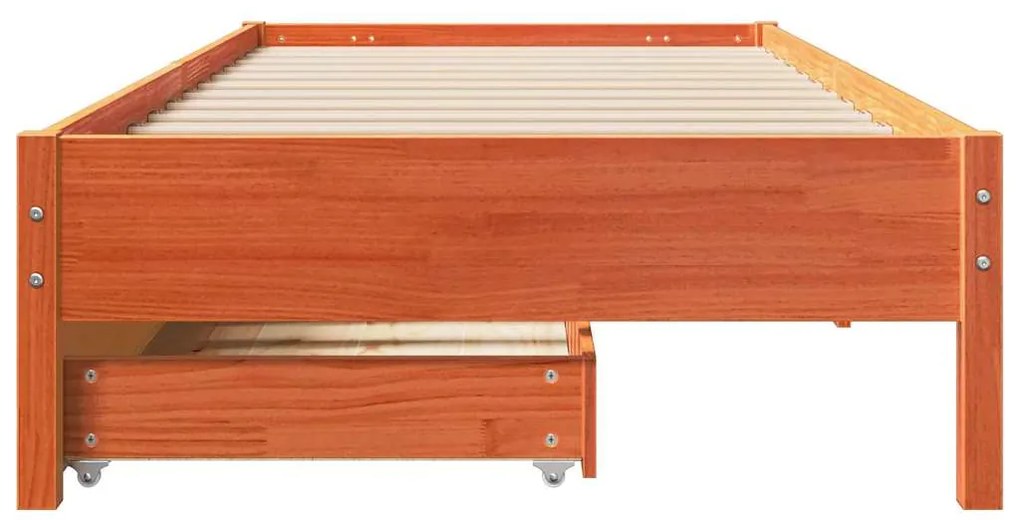 Cama sem colchão 90x200 cm pinho maciço castanho-mel