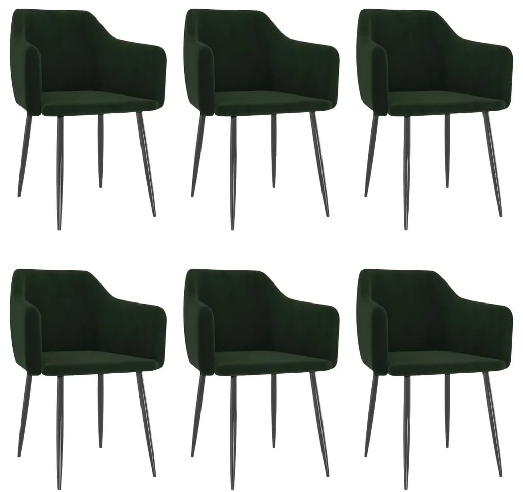 vidaXL Cadeiras de jantar 6 pcs veludo verde-escuro