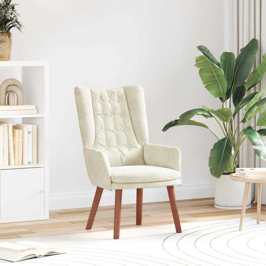 Poltrona Relaxante em Veludo Creme