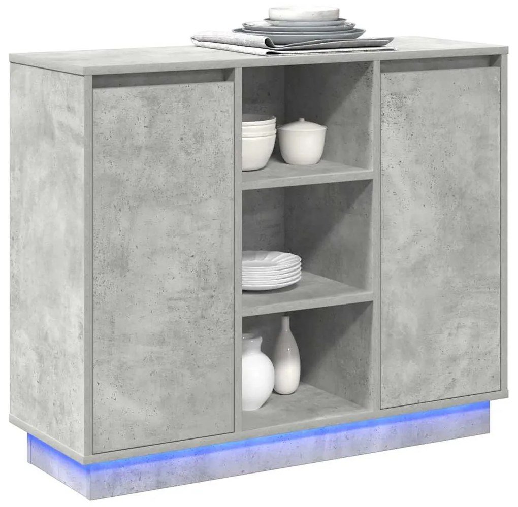 Buffet com LED Cinza Concreto 90x32x75 cm Madeira engenheirada