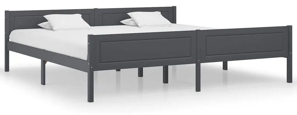 vidaXL Estrutura de cama 200x200 cm madeira de pinho maciça cinzento
