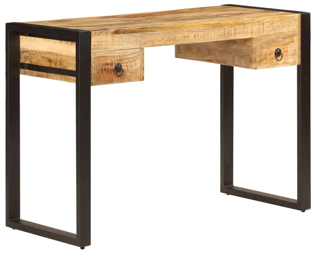 vidaXL Secretária com 2 gavetas madeira mangueira maciça 110x50x77 cm