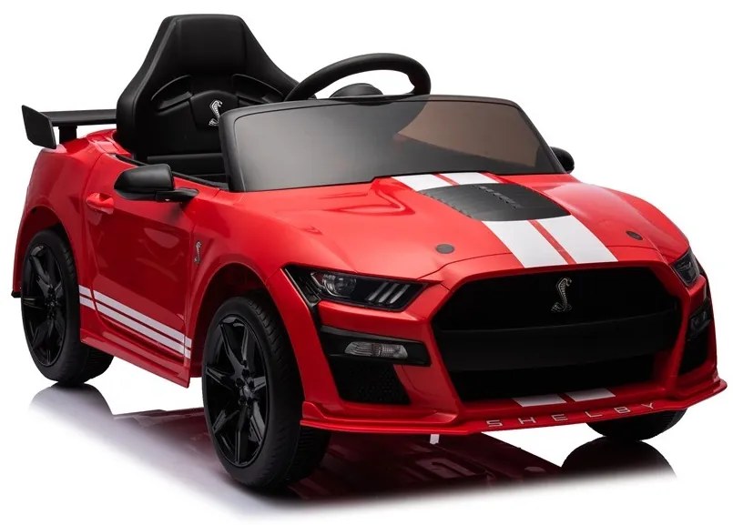 Carro elétrico infantil Ford Mustang GT500, 12V, módulo de música, banco de couro, pneus de borracha Vermelho