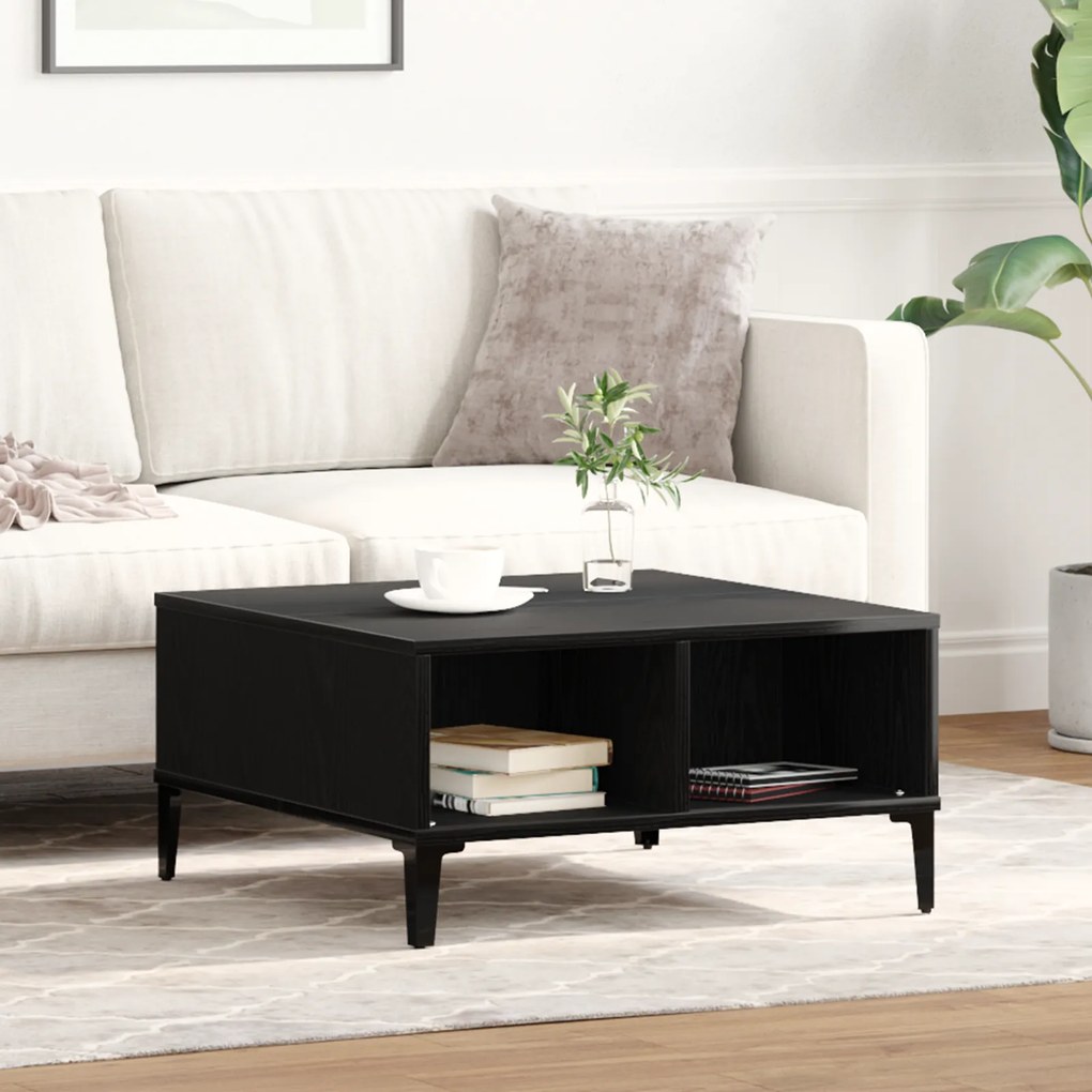 Mesa de Centro vidaXL Preto Carvalho 60x60x30 cm Madeira Consolidade