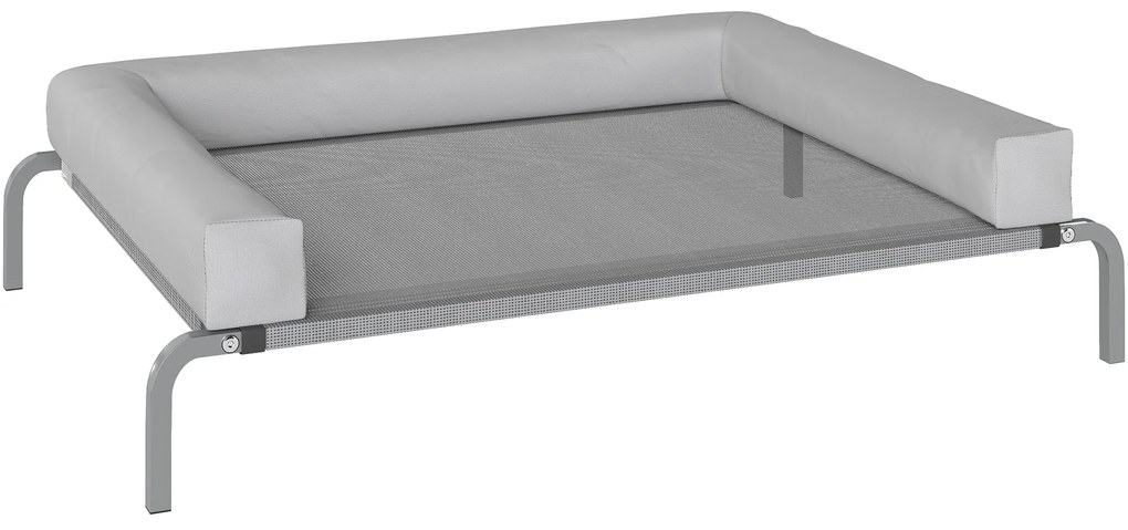Cama Elevada para Cães com Latertais Amovíveis Cama Elevada para Cães Médios Portátil com Malha Respirável 130x90x30 cm Cinza Claro
