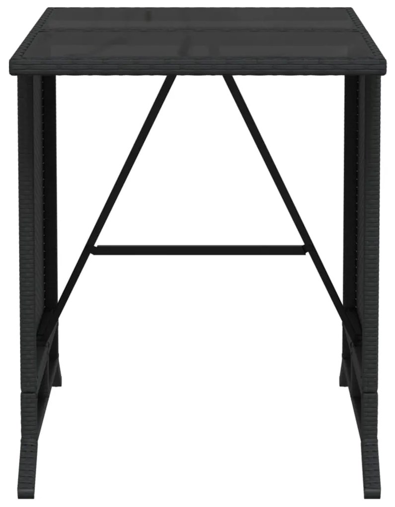 3 pcs conjunto de bistrô com almofadões vime PE preto