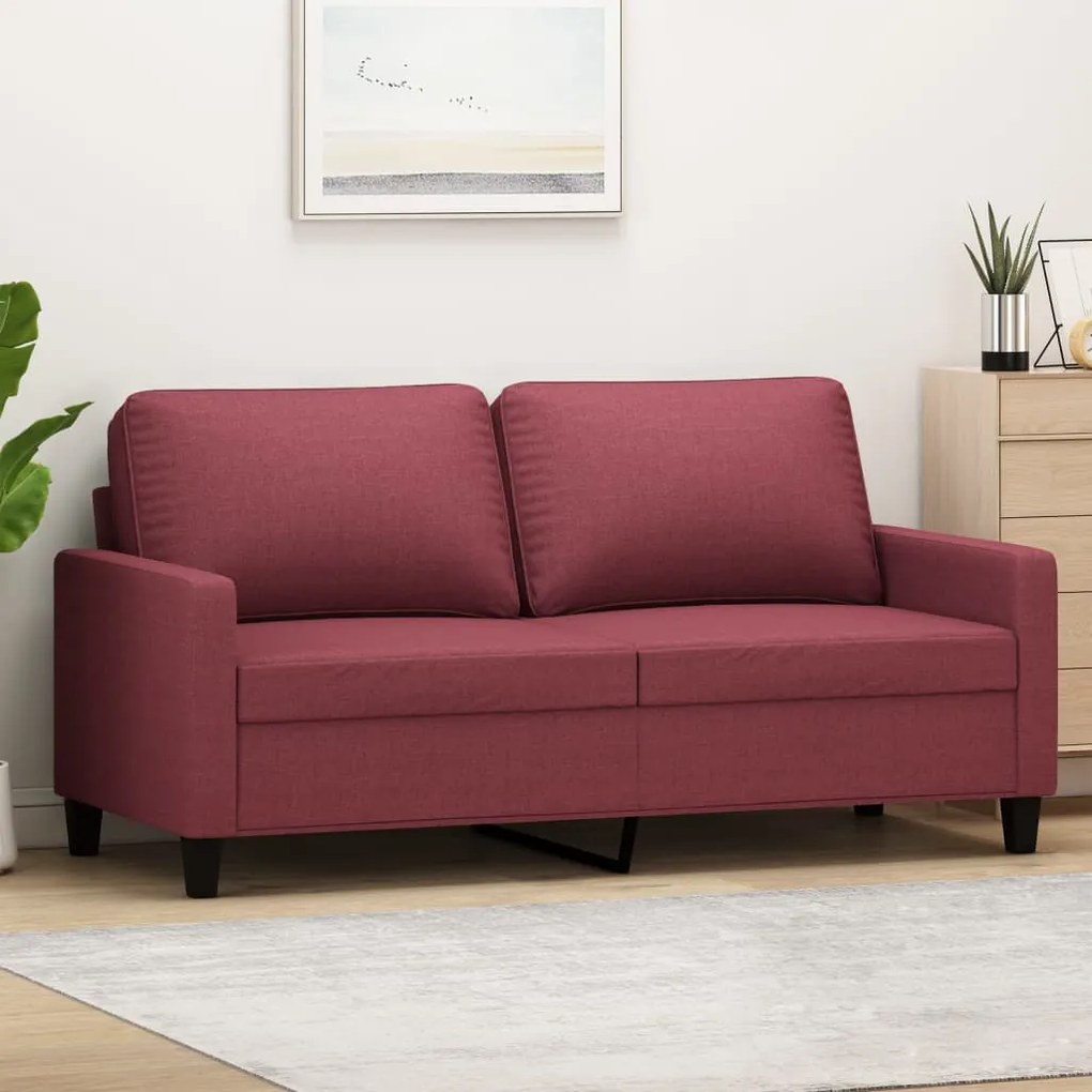 Sofá de 2 lugares tecido 140 cm vermelho tinto