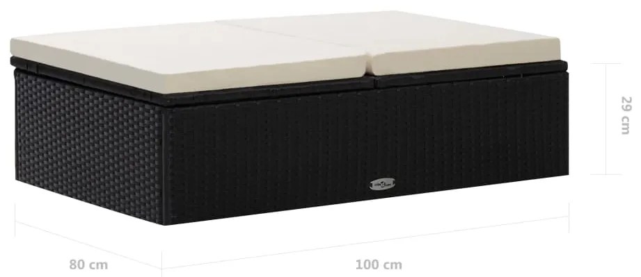 2 pcs conjunto lounge de jardim c/ almofadões vime PE preto