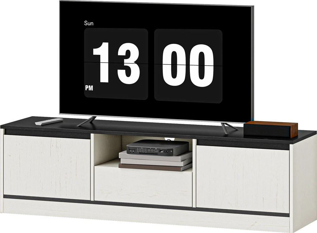 Móvel de TV, 140 x 35 x 40 cm, Para Televisões até 60", Branco e  Preto