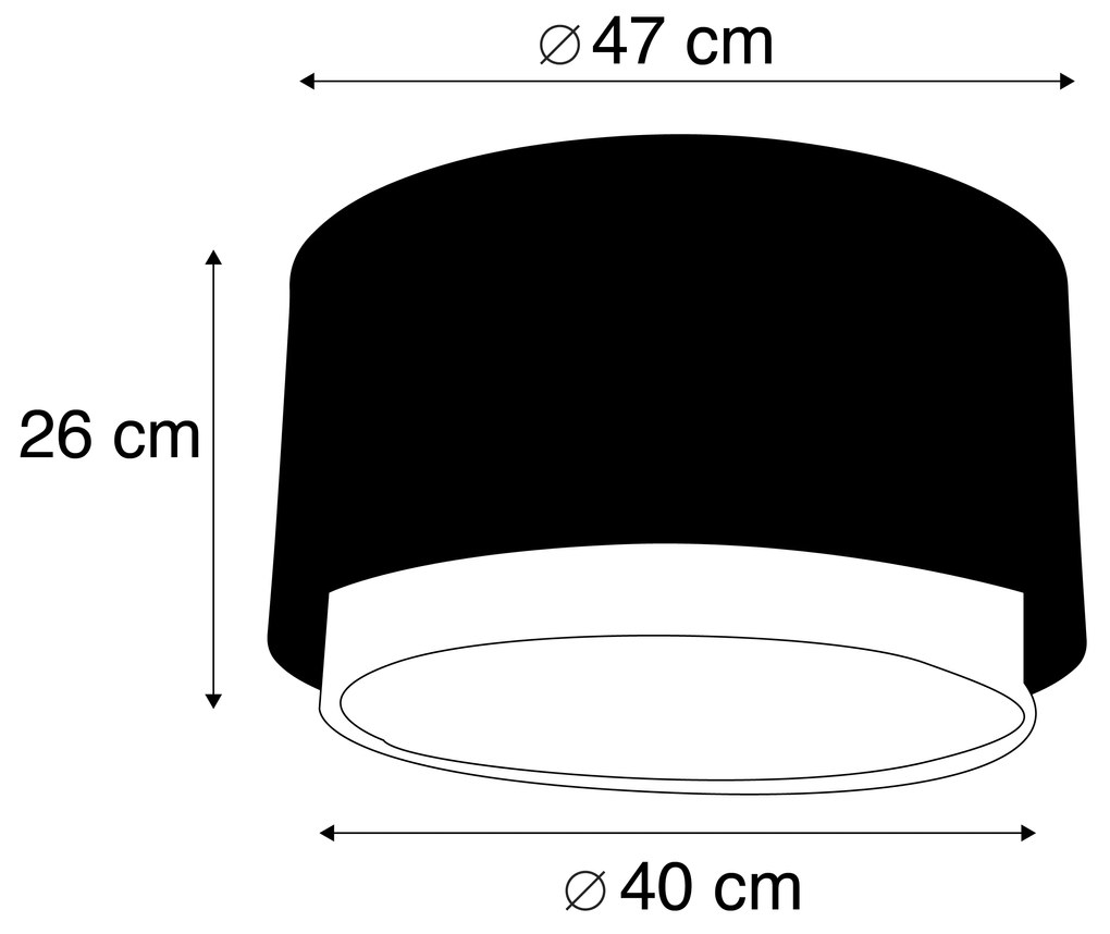 Abajur de tecido preto 40/47/26 com interior dourado Moderno