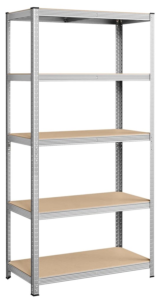 Estante SONGMICS de 5 níveis, estante de aço para armazenamento, montagem sem ferramentas, para garagem, galpão, capacidade de carga de 600 kg, 50 x 100 x 200 cm, prata GLR050E01