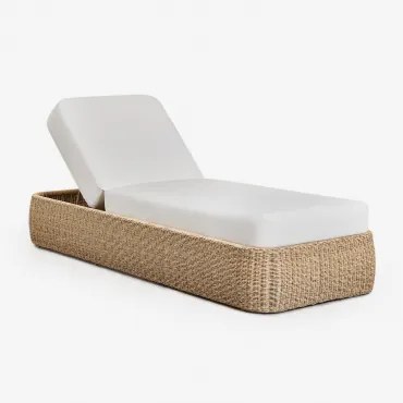 Pacote De 2 Espreguiçadeiras Reclináveis Leilan Em Rattan Sintético E Ferro Branco - Sklum