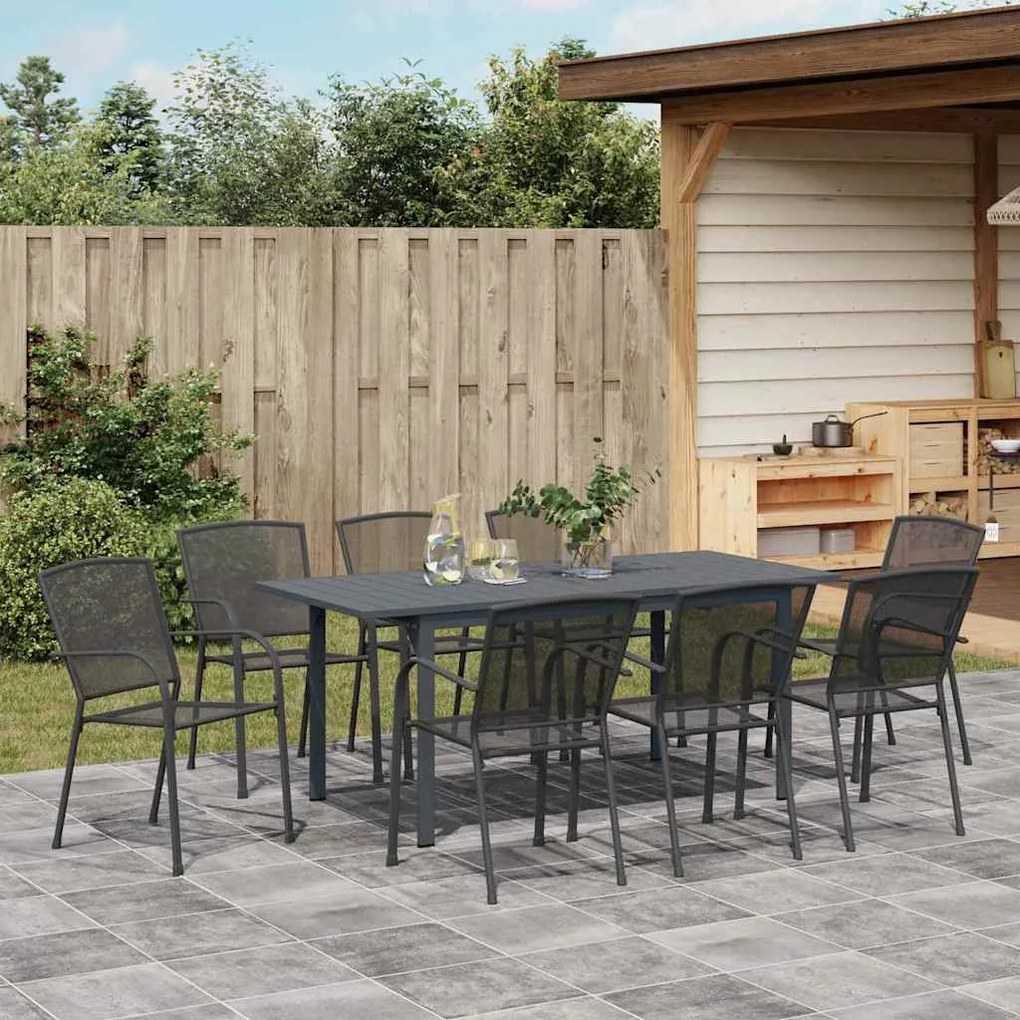 Conjunto de jantar para o jardim 9 pcs Preto Grande Metal