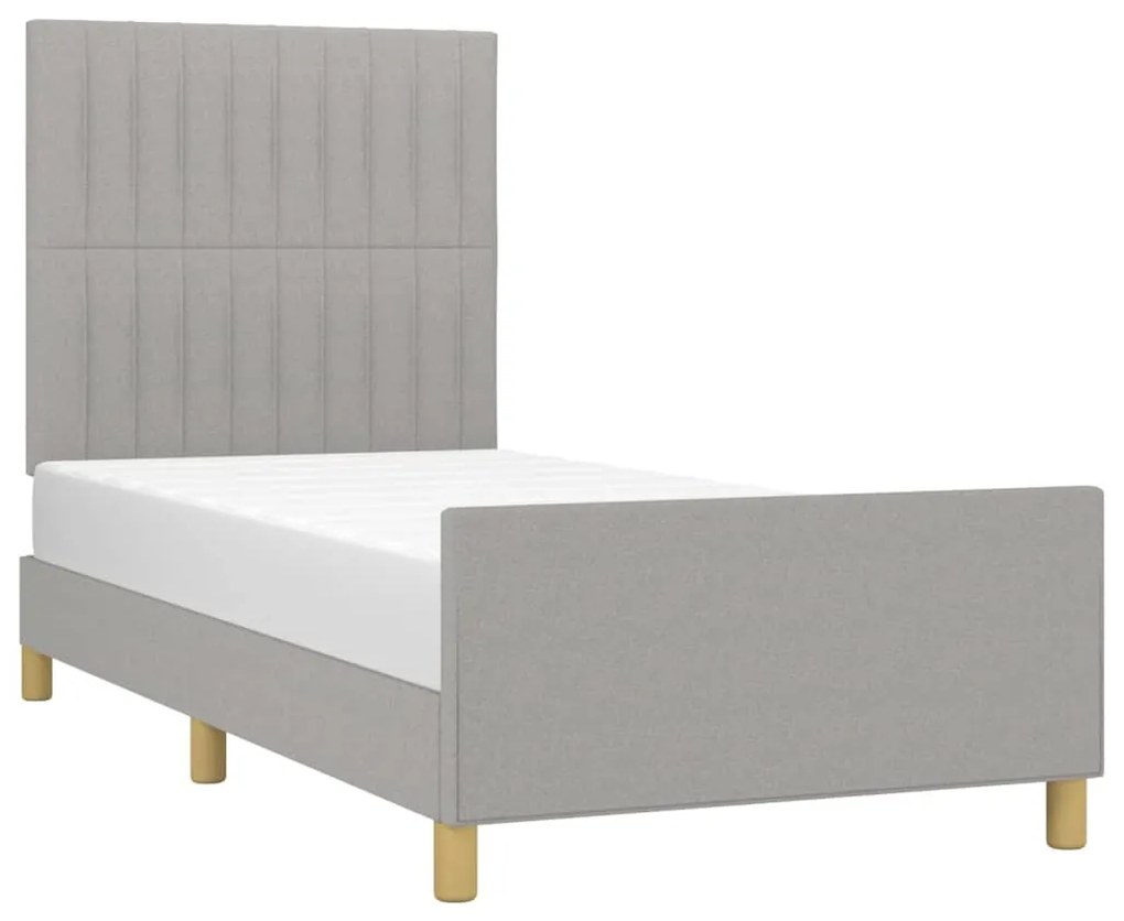 Estrutura de cama sem colchão 80x200 cm tecido cinzento-claro