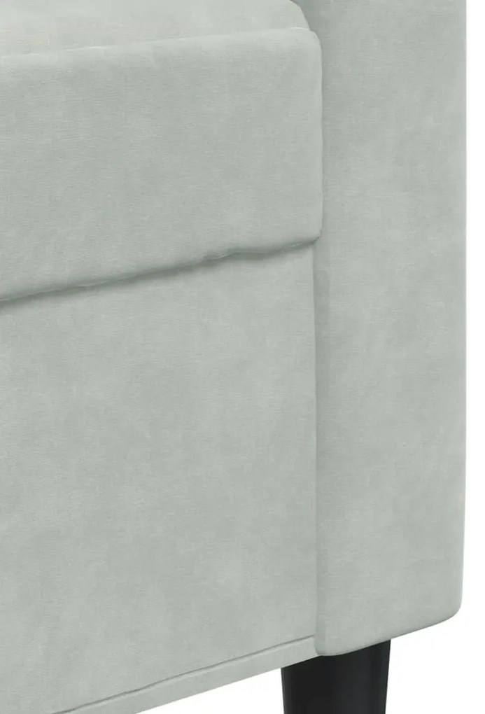 4 pcs conjunto de sofás com almofadões veludo cinzento-claro