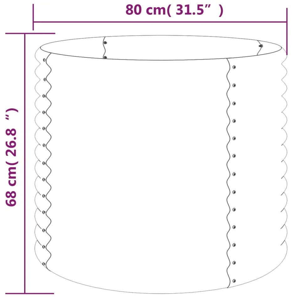 Vaso/floreira de jardim aço revestido a pó 80x80x68 cm cinza