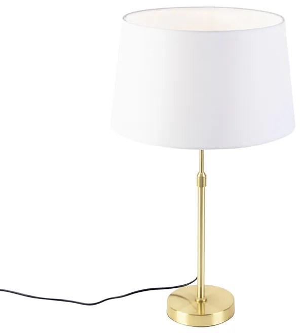 Candeeiro de mesa dourado/latão com abajur de linho branco 35 cm - Parte Moderno
