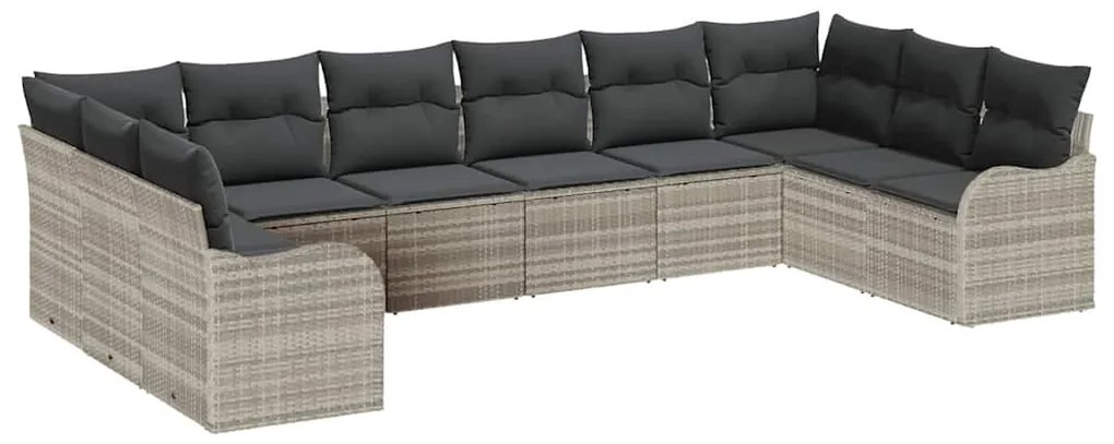 Conjunto de Sofás de Jardim com 10 Peças e Almofadas de Rattan Poliést