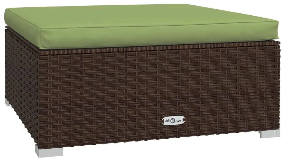 7 pcs conjunto lounge jardim c/ almofadões vime PE castanho
