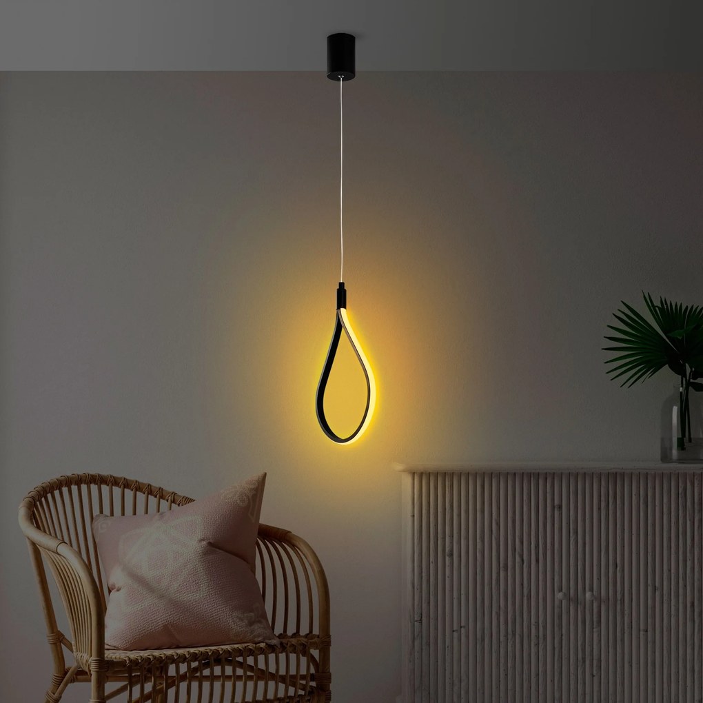 Candeeiro Suspenso Damla – Preto – 23x50-100x10 cm