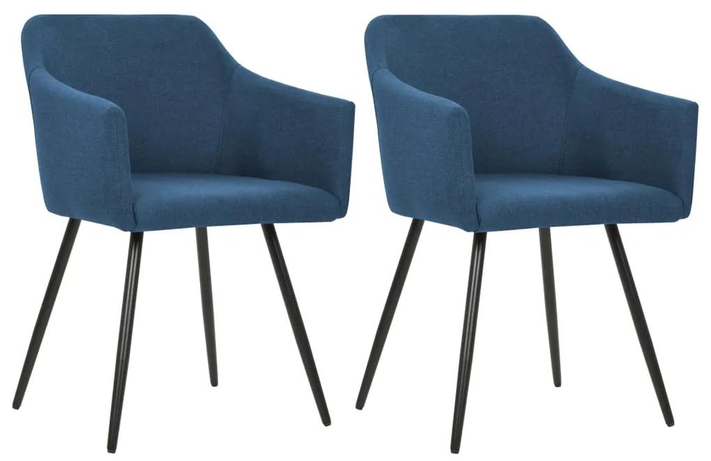 247071 vidaXL Cadeiras de jantar 2 pcs tecido azul