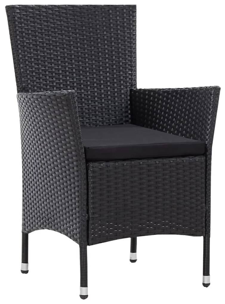 5 pcs conjunto de jantar para jardim vime PE preto