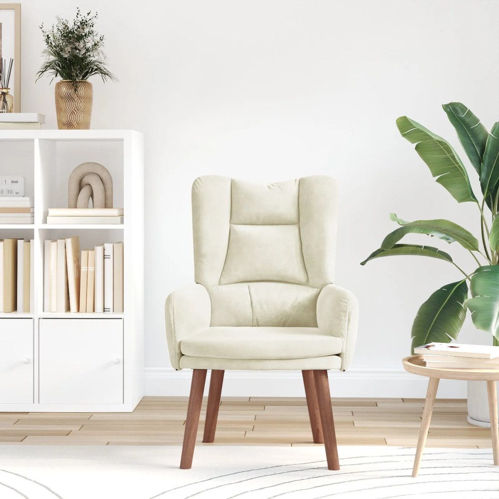 Cadeira Relaxante vidaXL Veludo Creme