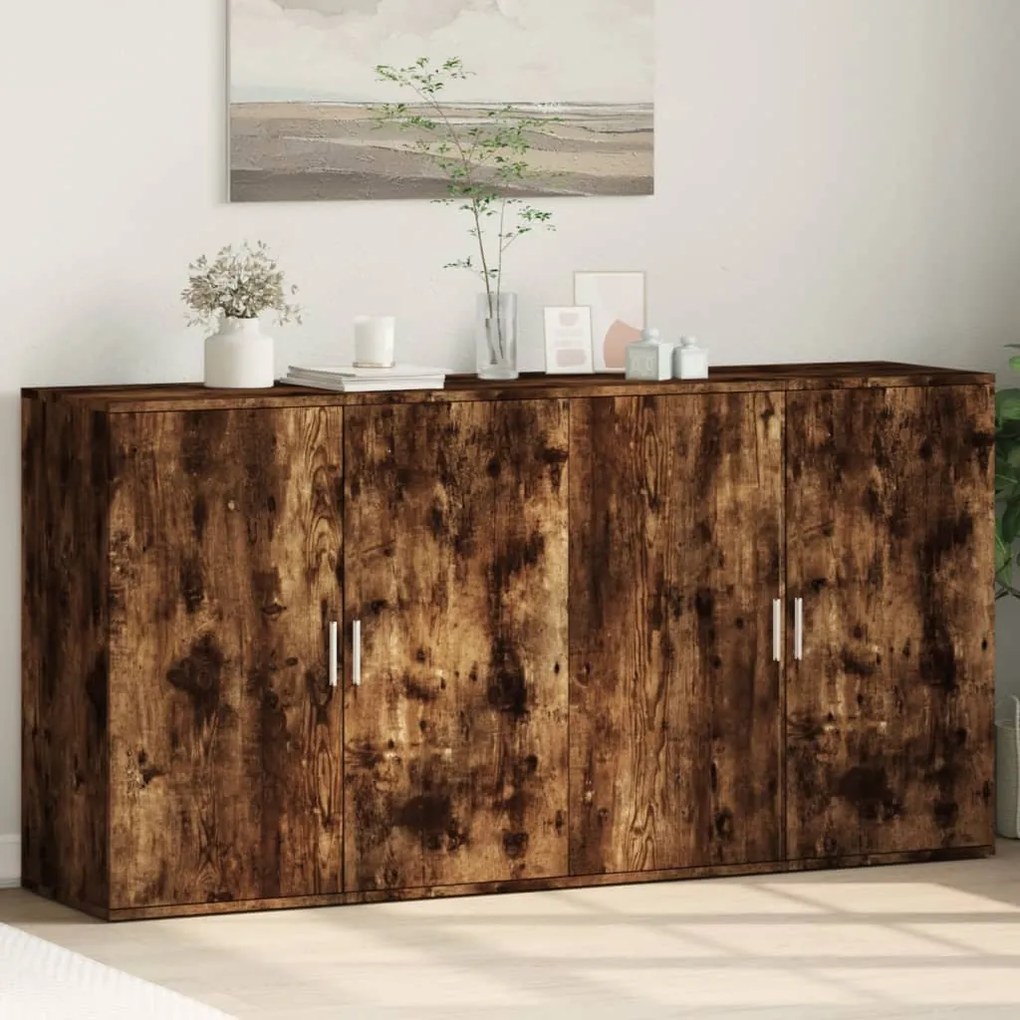 vidaXL Aparadores 2 pcs 79x38x80 cm derivados madeira carvalho fumado