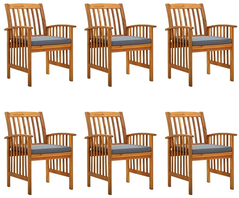 vidaXL Cadeiras de jantar p/ jardim 6 pcs c/ almofadões acácia maciça