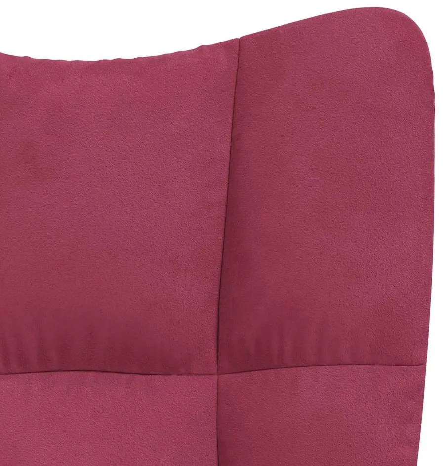 Cadeira de descanso com banco veludo vermelho tinto