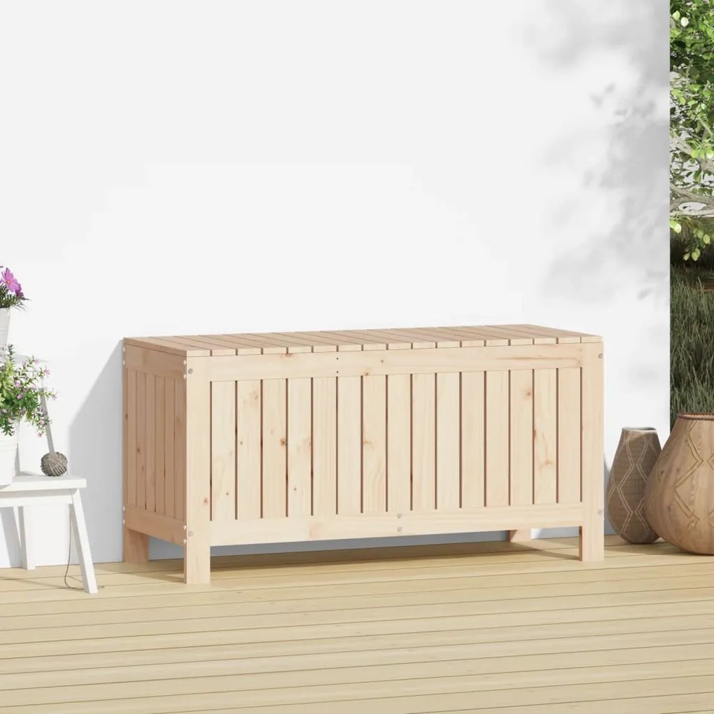 Baú de Arrumação para Jardim - Pinho Maciço Natural - 108x42,5x54 cm
