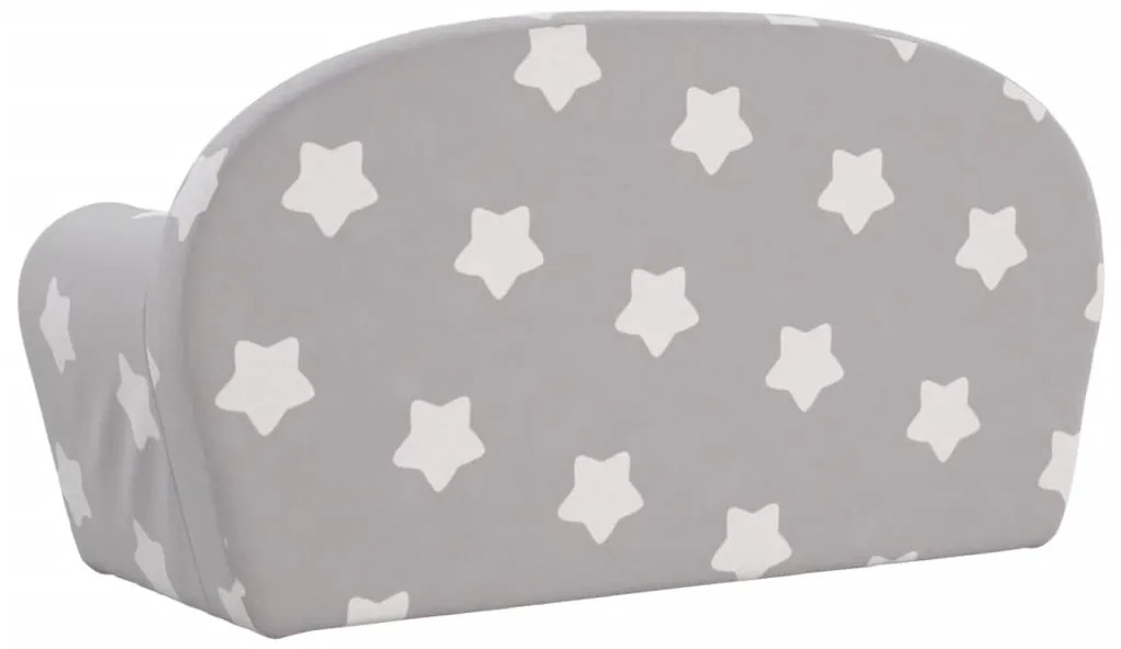 Sofá infantil de 2 lugares c/ estrelas pelúcia cinzento-claro