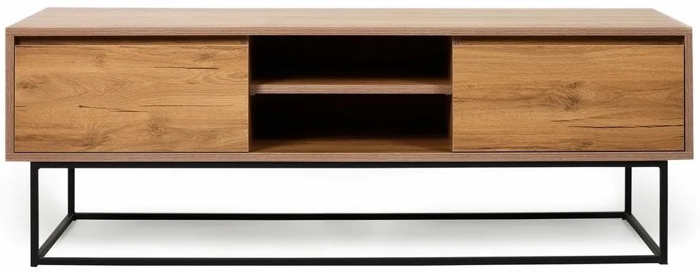 Móvel TV Laxus – Nogueira e Preto – 140 cm x 50 cm x 40 cm