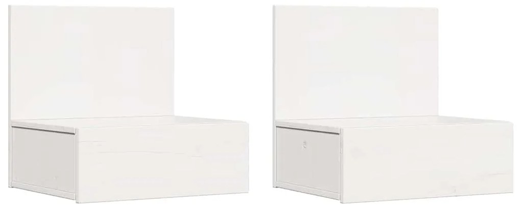 Mesa de Cabeceira Montada na Parede com gaveta 2 pcs Branco