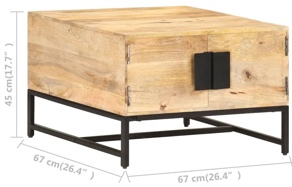 Mesa de centro 67x67x45 cm madeira de mangueira maciça