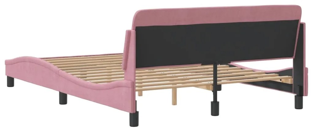 Estrutura cama c/ cabeceira sem colchão 140x200 cm veludo rosa