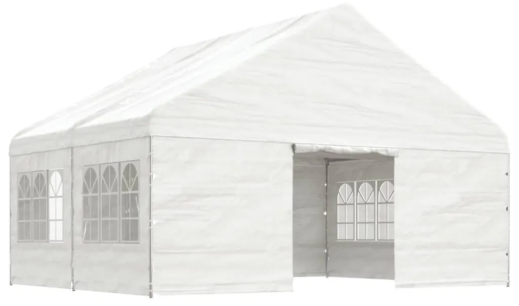 Gazebo com telhado 4,46x5,88x3,75 m polietileno branco