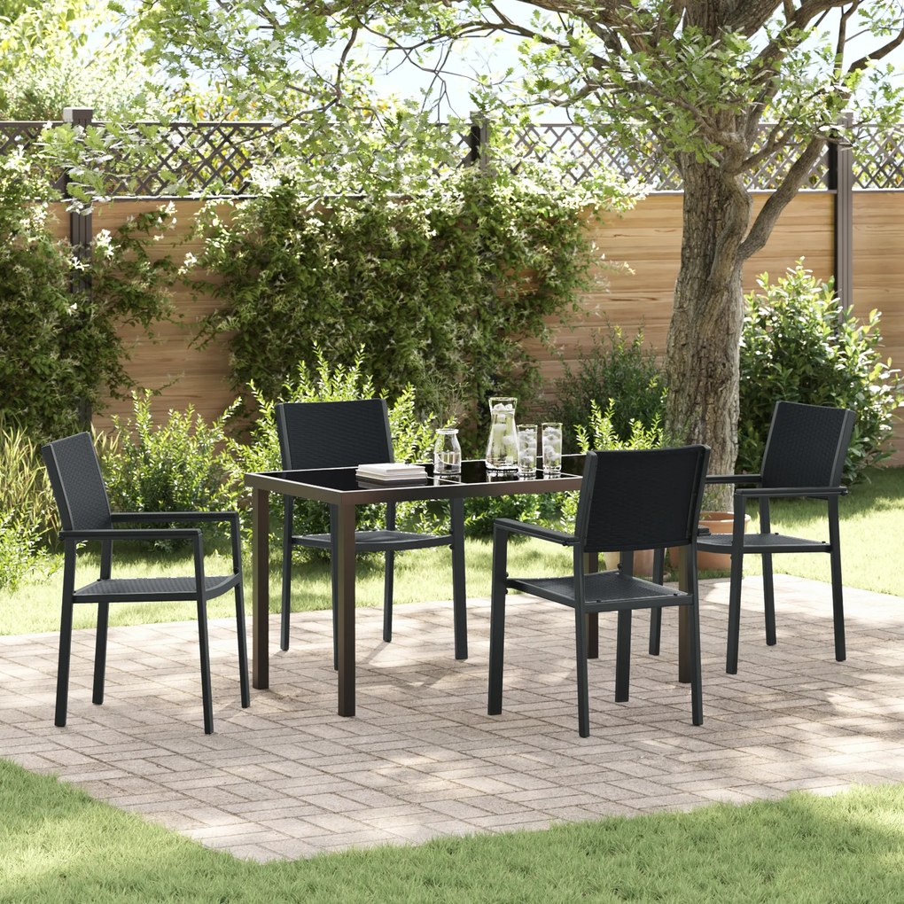 vidaXL Conjunto de Jantar de Jardim de 5 Peças Preto em Polirattan