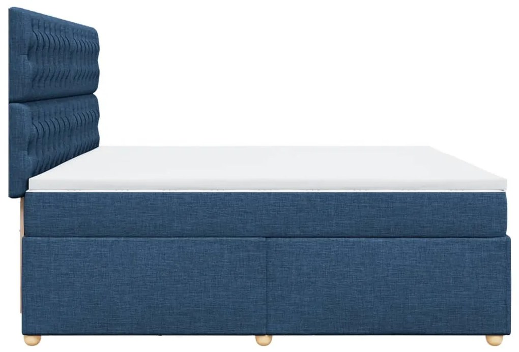 Cama com molas/colchão 200x200 cm tecido azul