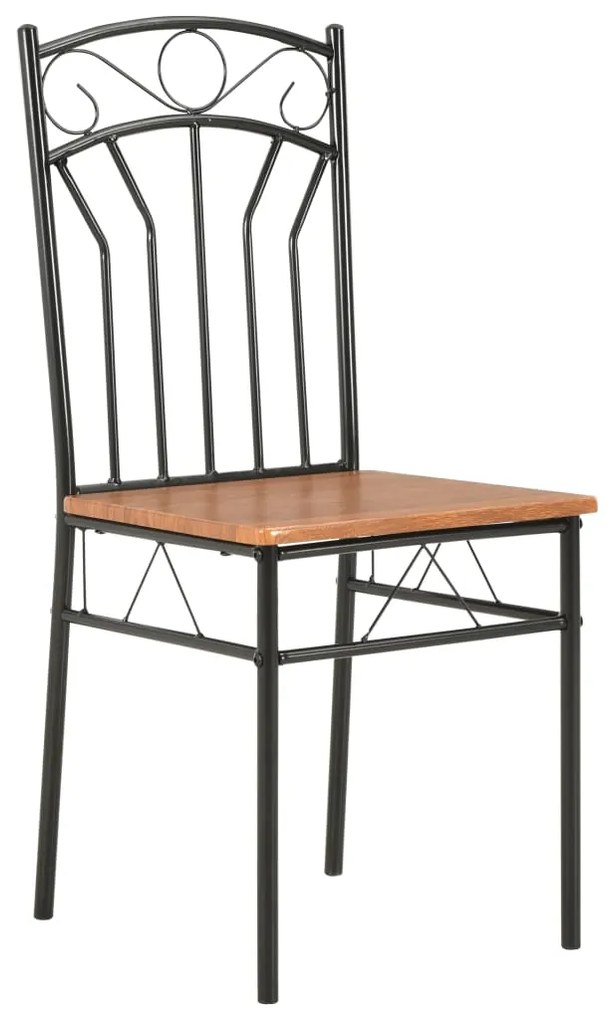 7 pcs conjunto de jantar em MDF e aço castanho