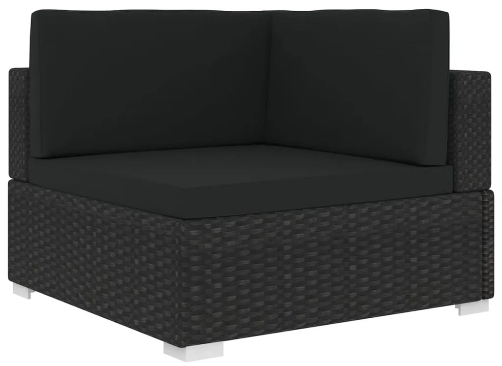 Cadeira de canto seccional c/ almofadões 1 pc vime PE preto