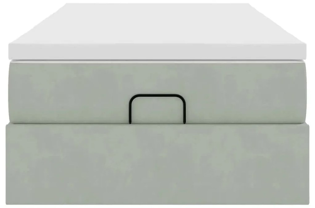 Estrutura cama otomana colchão 90x190 cm veludo cinzento claro