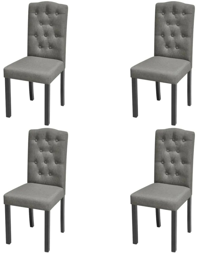Cadeiras de jantar 4 pcs tecido cinzento